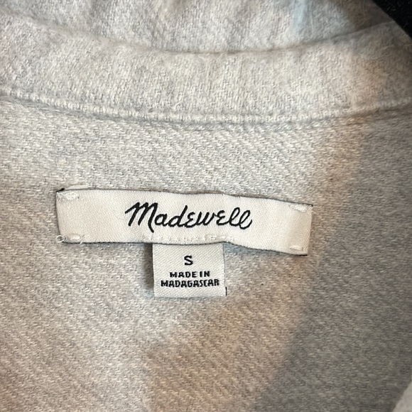 Madewell light gray mid weight flannel shacket with pockets Preppy Casual Alpine - Picture 10 of 11